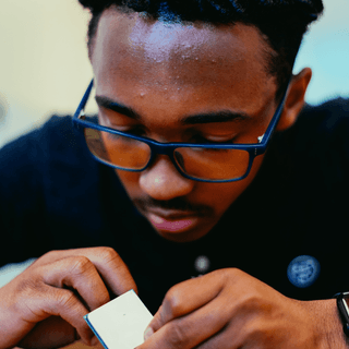 Gregory examining a CPU die